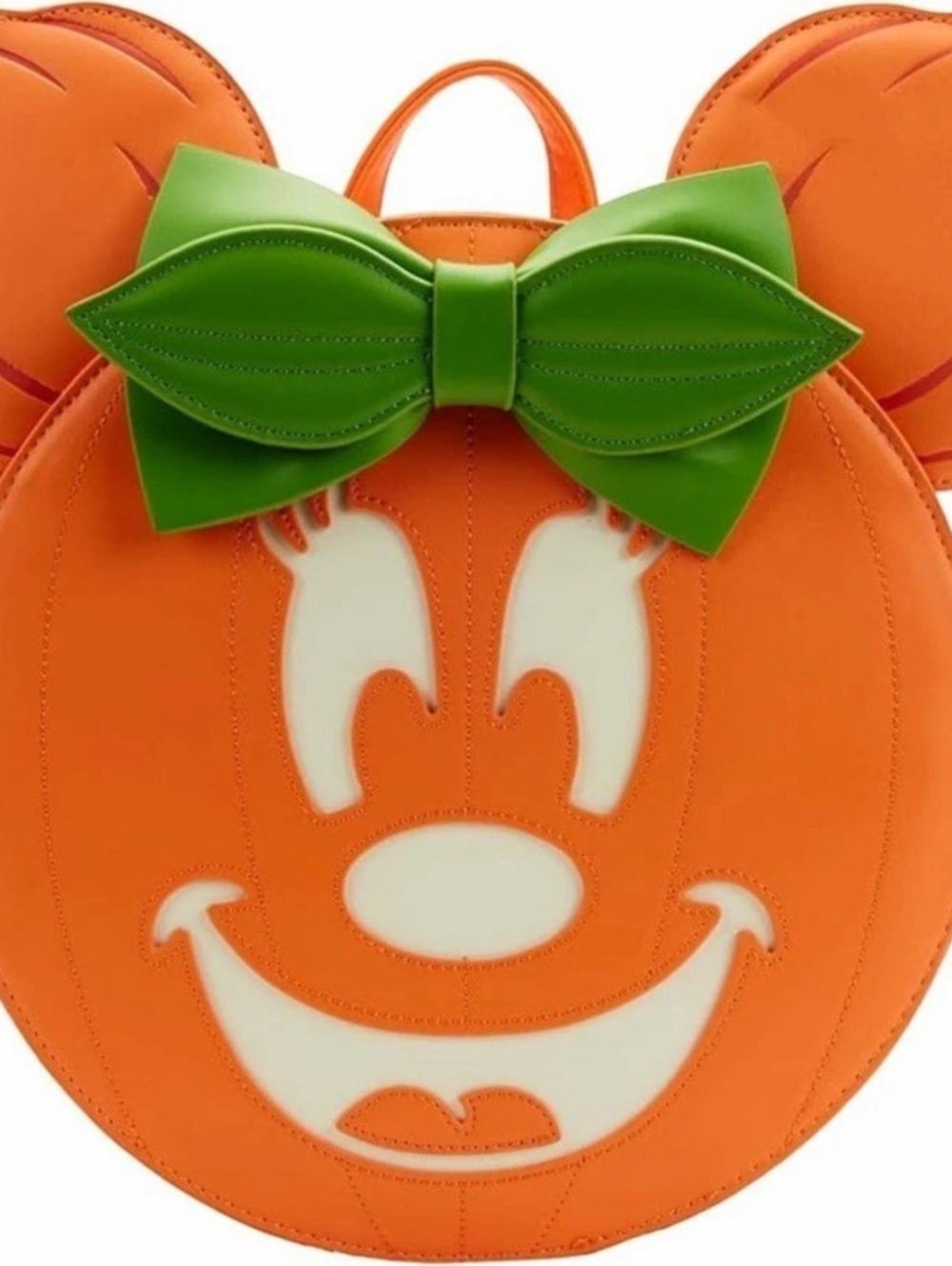 Loungefly Disney Glow Face Minnie Pumpkin Mini Backpack & minnie ears